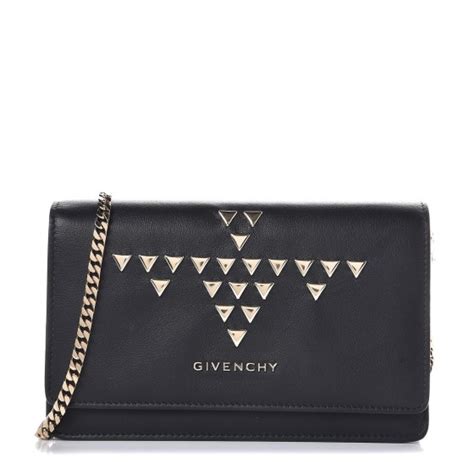 GIVENCHY Calfskin Studded Pandora Chain Wallet Black